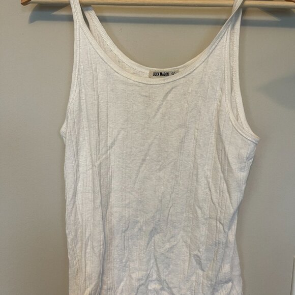 Buck Mason Heirloom Rib Base Tank, White, M - Picture 2 of 4